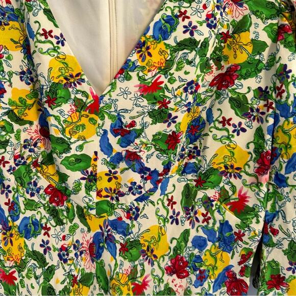 Saloni Floral Lemon Mini Dress 8 - Picture 13 of 16